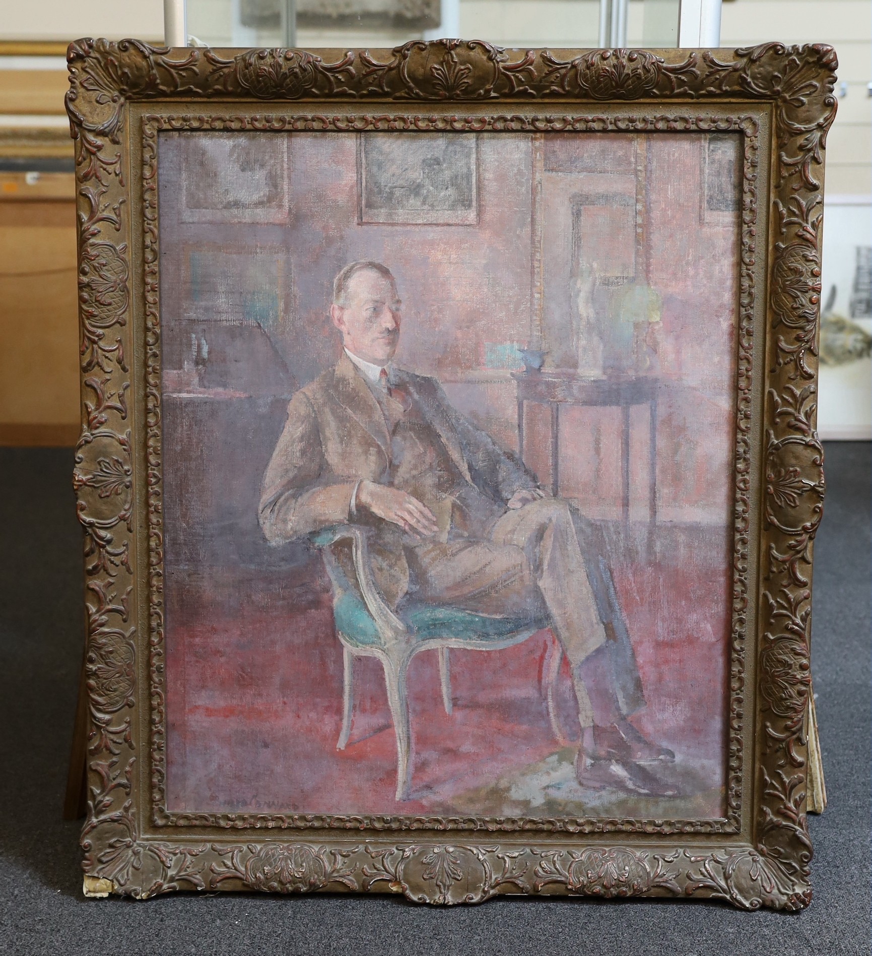 Philip Connard R.A. (1875-1958), Portrait of a seated gentleman, oil on canvas, 76 x 64cm